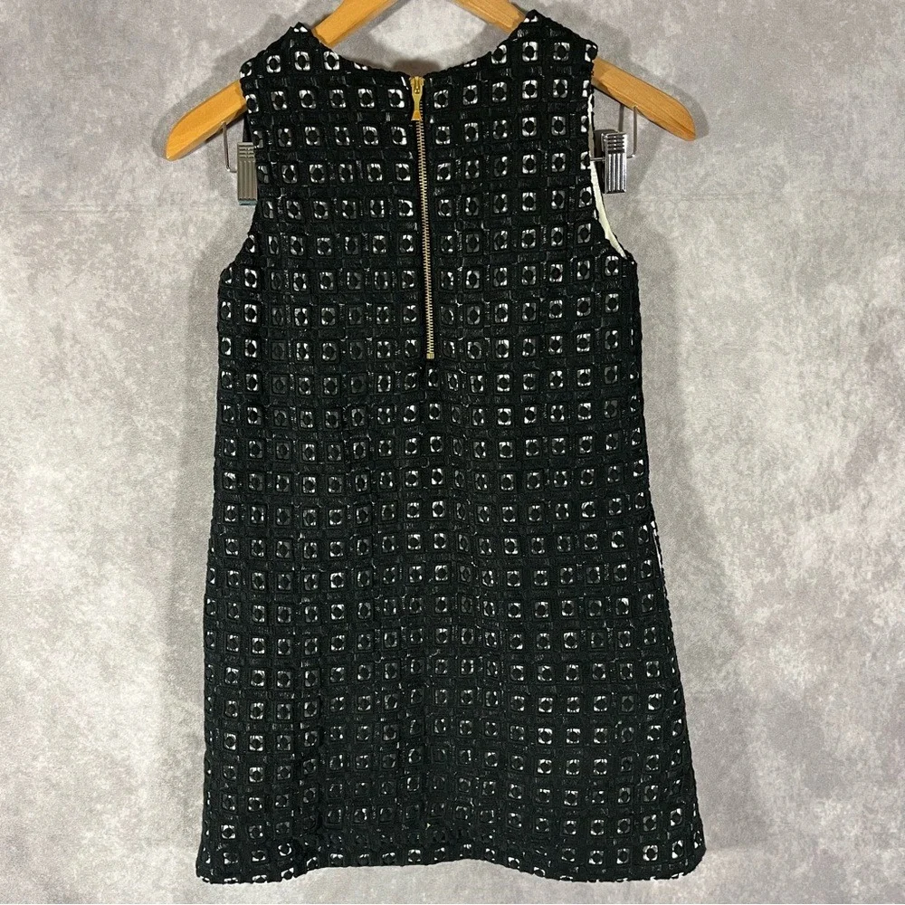Kate Spade Eyelet Shift Dress Womens 10 Black White Bow Skirt the Rules Coquete